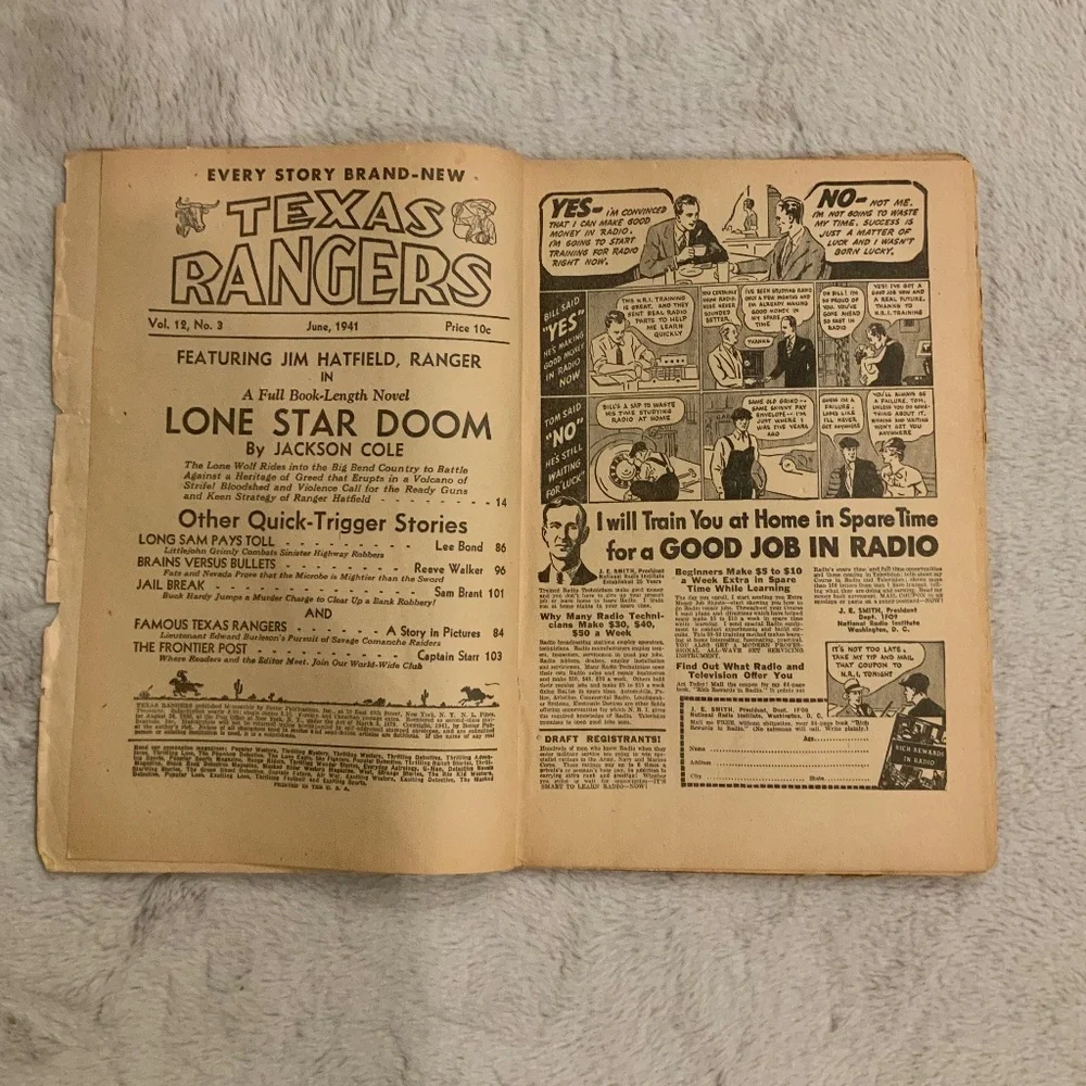 Vintage Pulp Magazine Texas Rangers 1941 Cowboy Western